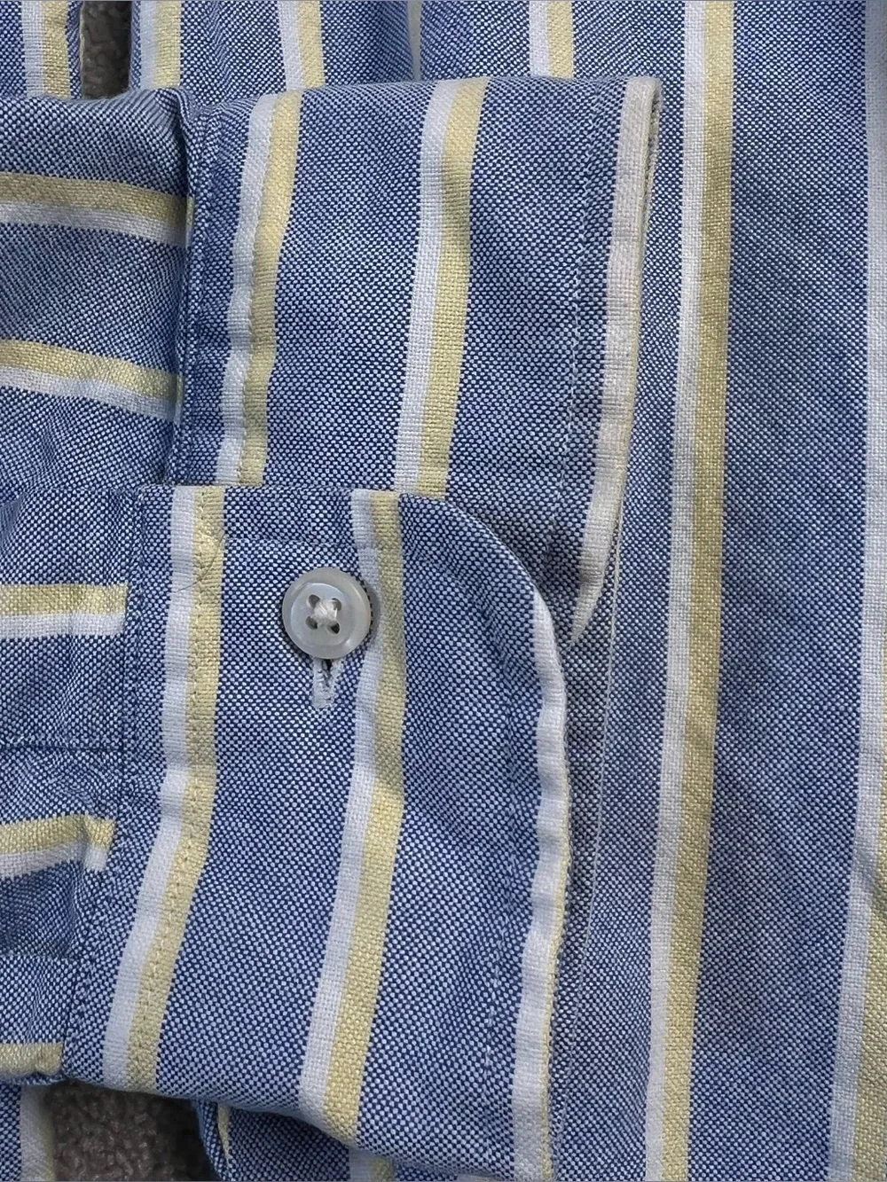 Ralph Lauren Button Down Striped Shirt Blue Yellow Classic Fit Cotton Men's XXL